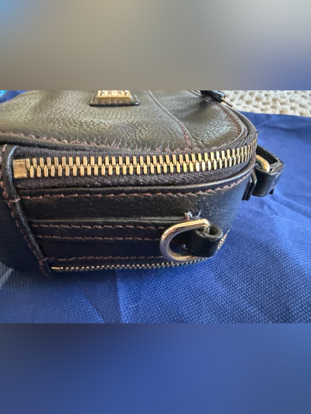 Dooney & Bourke Belvedere Black Leather Crossbody Bag with Gold Hardware - Picture 6 of 10